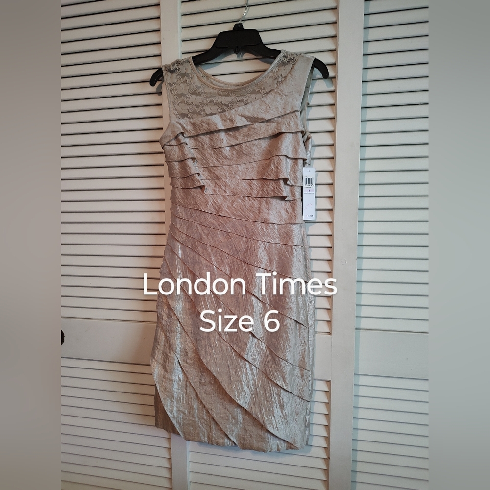 London Times Cream Sleeveless Sheath Mini Dress